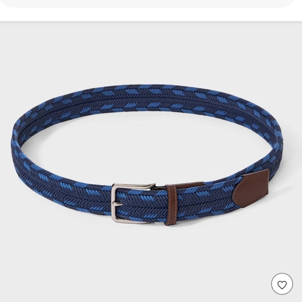 Goodfellow & Co Men's Blue Braided Elastic Belt with Brown  Trim